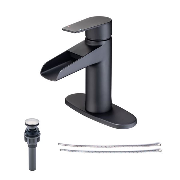 Rainlex 1-Handle Single Hole Bathroom Faucet with Matte Black Drain Assembly