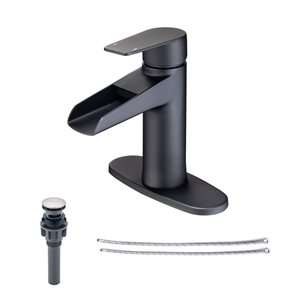 Rainlex 1-Handle Single Hole Bathroom Faucet with Matte Black Drain Assembly