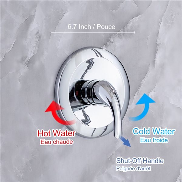 Rainlex 6-in Chrome Simple Single-Handle 6-Spray Shower Faucet with Handheld
