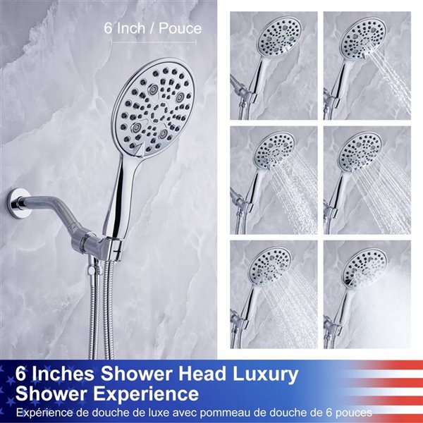 Rainlex 6-in Chrome Simple Single-Handle 6-Spray Shower Faucet with Handheld