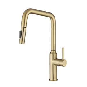 Rainlex Brushed Gold Single Handle Pull Down Sprayer Kitchen Sink Faucet With Supply Lines