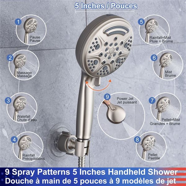 Rainlex Brushed Nickel Single-Handle Shower System with Handshower