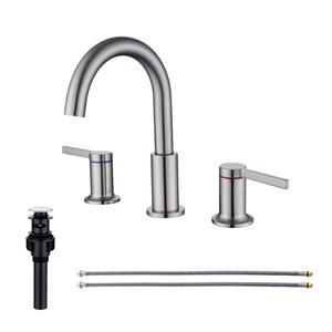 Rainlex 2-Handle Widespread Bathroom Faucet with Brushed Nickel Drain Assembly