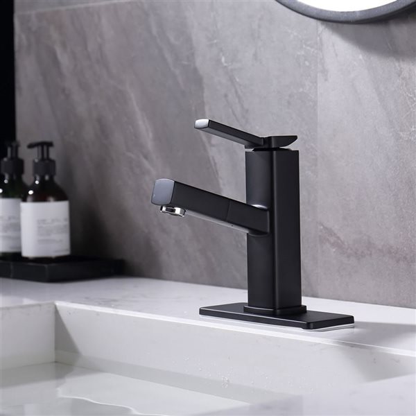 Rainlex 1-Handle Matte Black Multifunctional Single Hole Bathroom Faucet