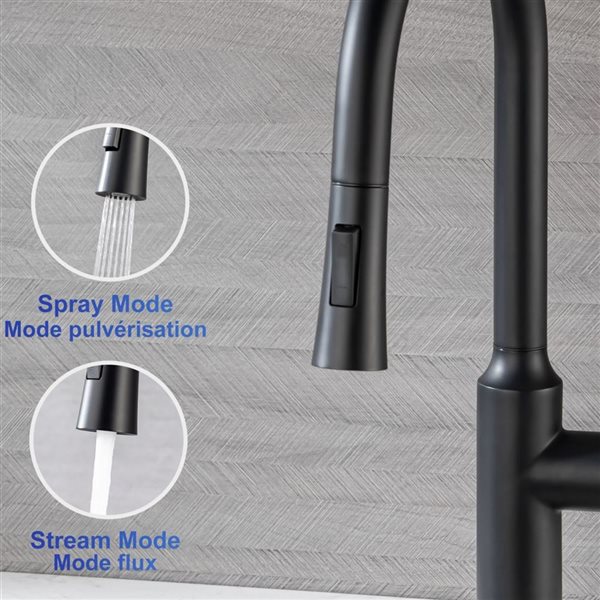 Rainlex Matte Black Single Handle Pull Down Kitchen Sink Faucet With Supply Lines