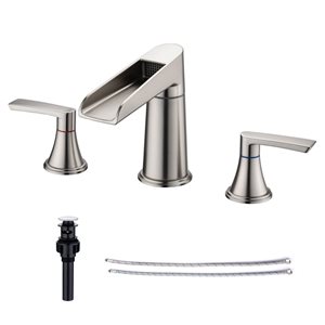 Rainlex Widespread Faucet 8-in 2-Handle Bathroom Faucet with Brushed Nickel Drain Assembly