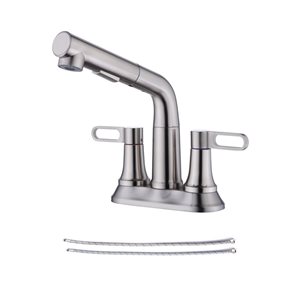 Rainlex 2-Handle Brushed Nickel Pull Out Centerset Bathroom Faucet