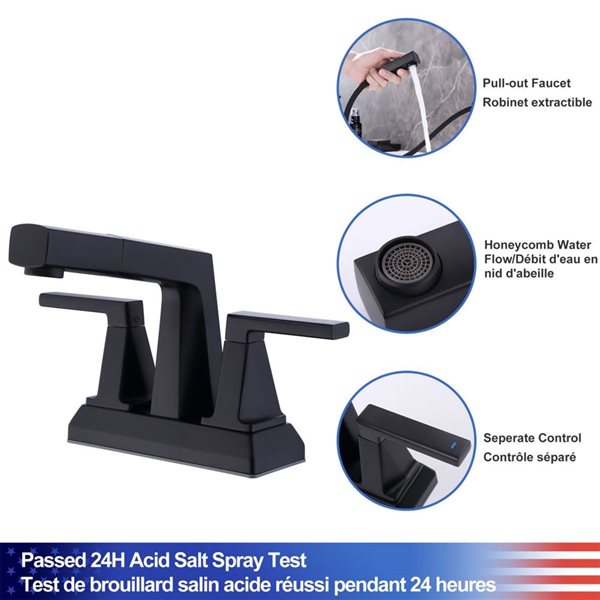 Rainlex 2-Handle Matte Black Centerset Bathroom Faucet