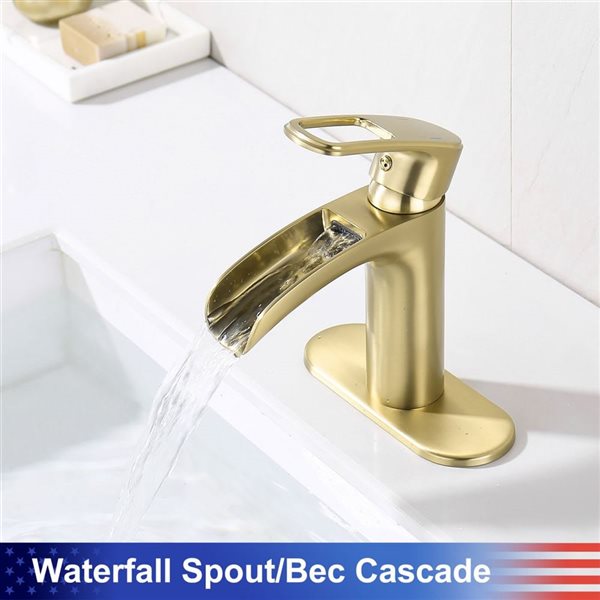 Rainlex 1-Handle Brushed Gold Single Hole Bathroom Faucet