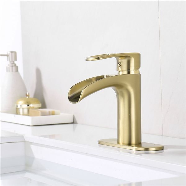 Rainlex 1-Handle Brushed Gold Single Hole Bathroom Faucet