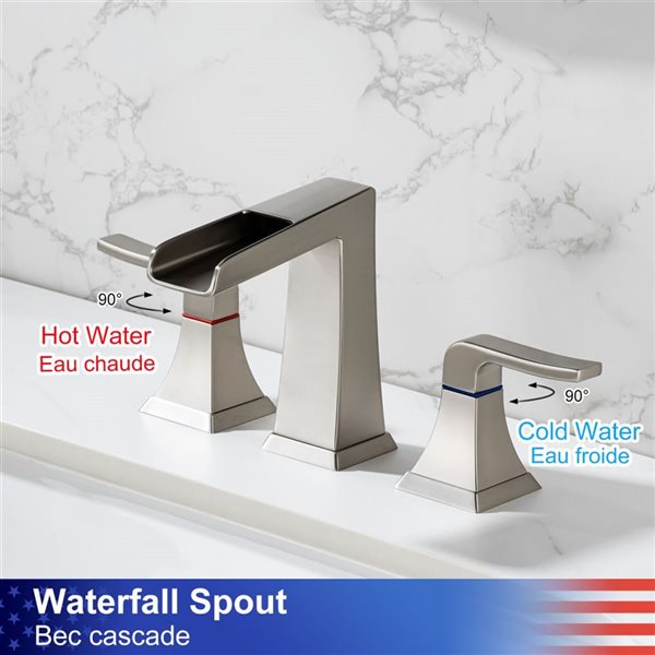 Rainlex Widespread Faucet 8-in 2-Handle Bathroom Faucet with Brushed Nickel Drain Assembly