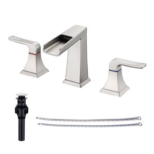 Rainlex Widespread Faucet 8-in 2-Handle Bathroom Faucet with Brushed Nickel Drain Assembly