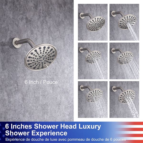 Rainlex 6-in Brushed Nickel Simple Single-Handle 6-Spray Shower Faucet with Handheld