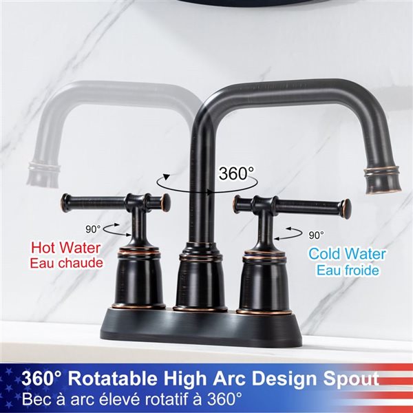 Rainlex Centerset Faucet 4-in 2-Handle Bathroom Faucet with Oil Rubbed Bronze Drain Assembly