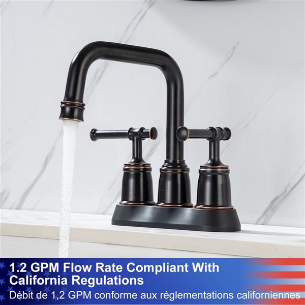 Rainlex Centerset Faucet 4-in 2-Handle Bathroom Faucet with Oil Rubbed Bronze Drain Assembly