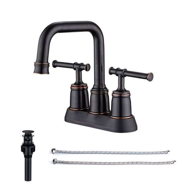 Rainlex Centerset Faucet 4-in 2-Handle Bathroom Faucet with Oil Rubbed Bronze Drain Assembly