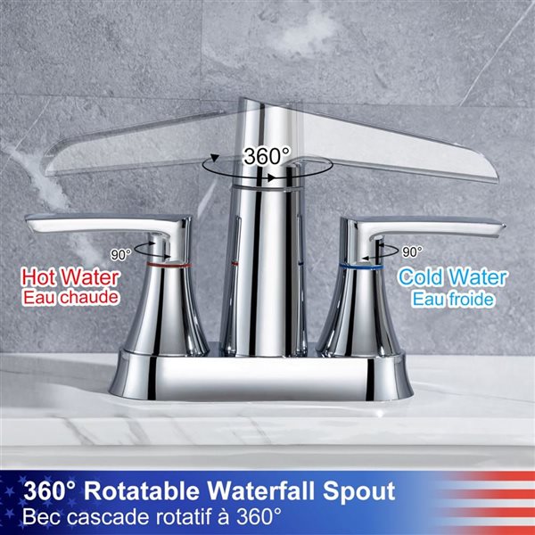 Rainlex Centerset Faucet 4-in 2-Handle Bathroom Faucet with Chrome Drain Assembly