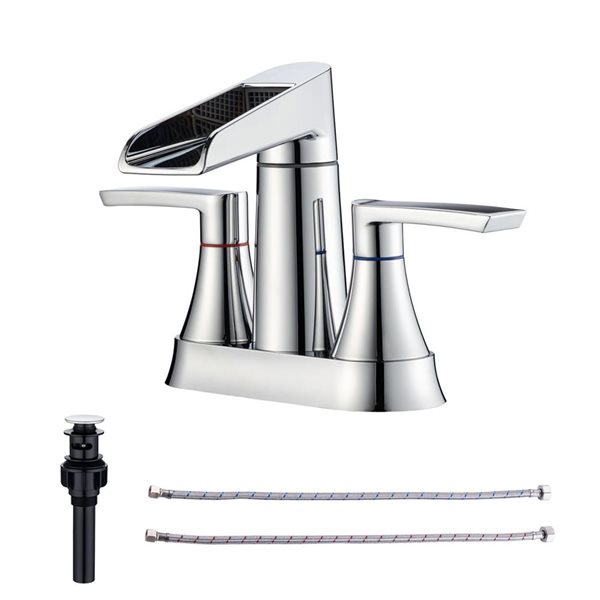 Rainlex Centerset Faucet 4-in 2-Handle Bathroom Faucet with Chrome Drain Assembly