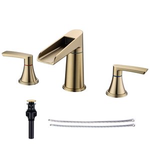 Rainlex Widespread Faucet 8-in 2-Handle Bathroom Faucet with Brushed Gold Drain Assembly