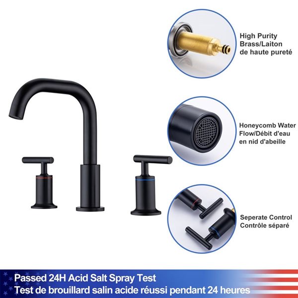 Rainlex 2-Handle Widespread Bathroom Faucet with Matte Black Drain Assembly