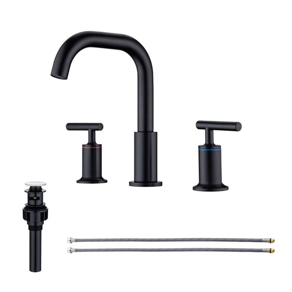 Rainlex 2-Handle Widespread Bathroom Faucet with Matte Black Drain Assembly