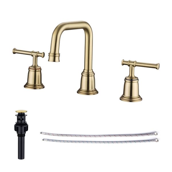 Rainlex Widespread Faucet 8-in 2-Handle Bathroom Faucet with Brushed Gold Drain Assembly