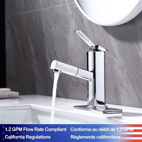 Rainlex 1-Handle Chrome Multifunctional Single Hole Bathroom Faucet