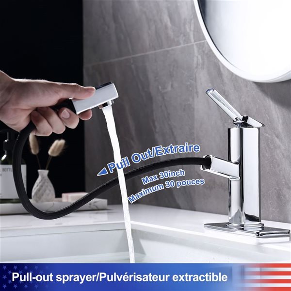 Rainlex 1-Handle Chrome Multifunctional Single Hole Bathroom Faucet