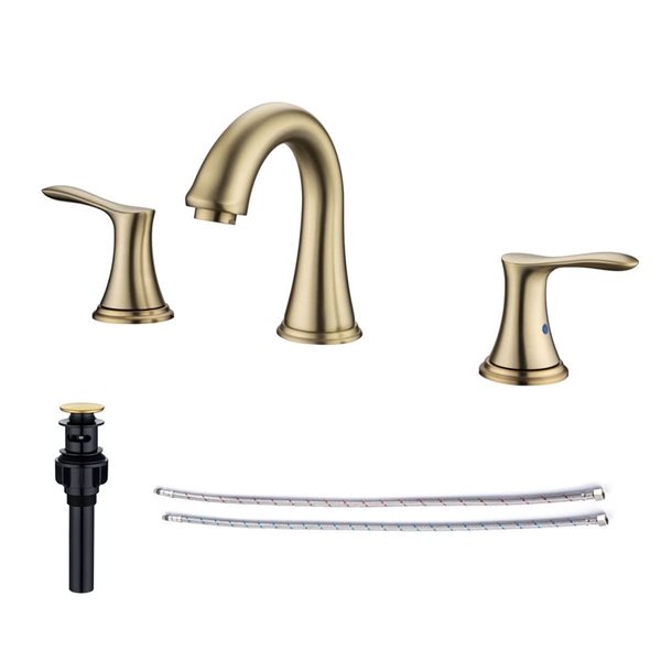 Rainlex Widespread Faucet 8-in 2-Handle Bathroom Faucet with Brushed Gold Drain Assembly