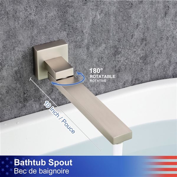 Rainlex Brushed Nickel Single-Handle Wall Mount Roman Tub Faucet with Swivel Tub Spout