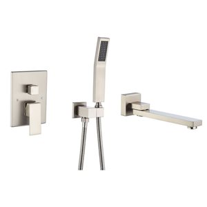 Rainlex Brushed Nickel Single-Handle Wall Mount Roman Tub Faucet with Swivel Tub Spout