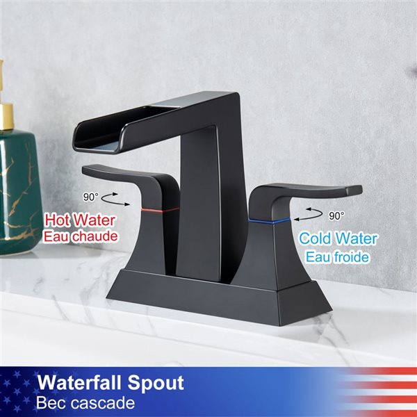 Rainlex Centerset Faucet 4-in 2-Handle Bathroom Faucet with Matte Black Drain Assembly