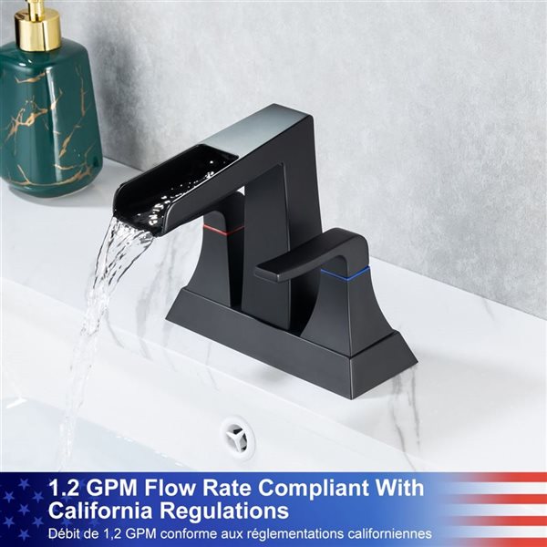 Rainlex Centerset Faucet 4-in 2-Handle Bathroom Faucet with Matte Black Drain Assembly