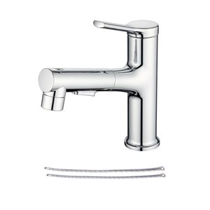 Rainlex 1-Handle Pull Out Bathroom Lavatory Sink Faucet With Chrome Water Supply Line