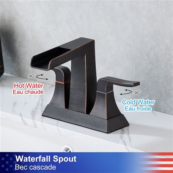 Rainlex Centerset Faucet 4-in 2-Handle Bathroom Faucet with Oil Rubbed Bronze Drain Assembly