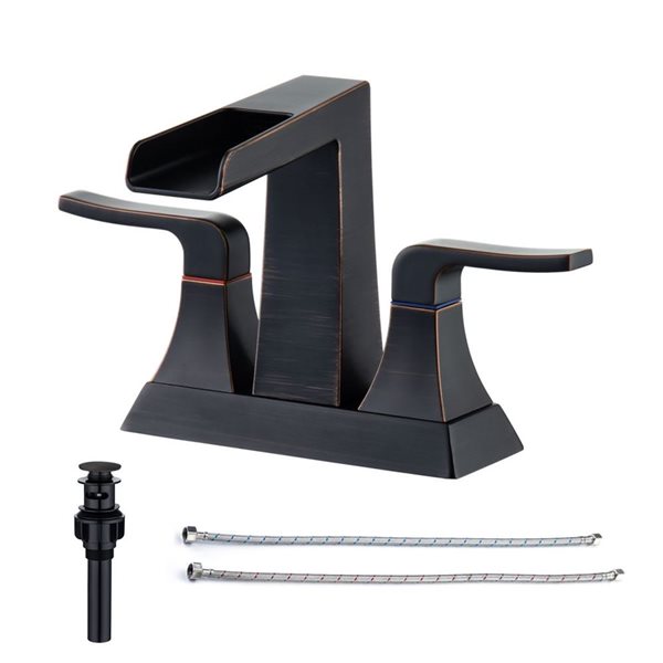 Rainlex Centerset Faucet 4-in 2-Handle Bathroom Faucet with Oil Rubbed Bronze Drain Assembly