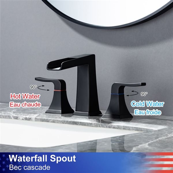Rainlex Widespread Faucet 8-in 2-Handle Bathroom Faucet with Matte Black Drain Assembly