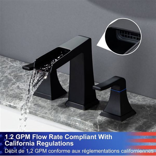 Rainlex Widespread Faucet 8-in 2-Handle Bathroom Faucet with Matte Black Drain Assembly