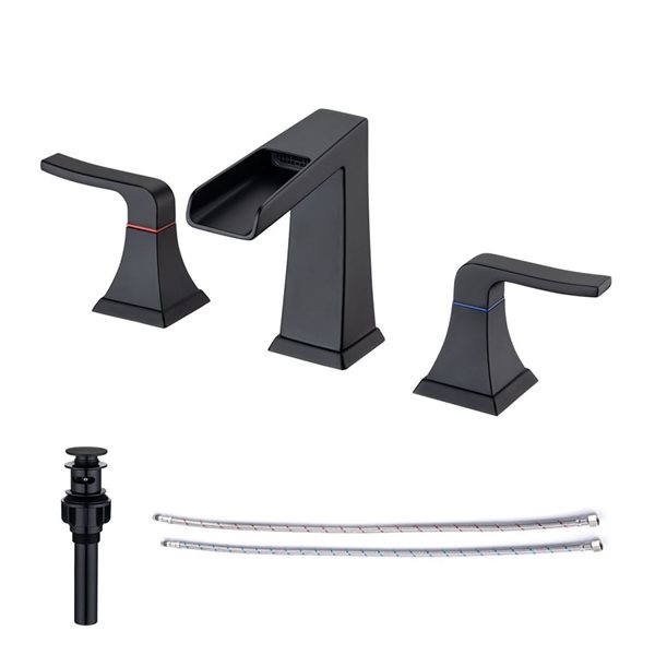 Rainlex Widespread Faucet 8-in 2-Handle Bathroom Faucet with Matte Black Drain Assembly