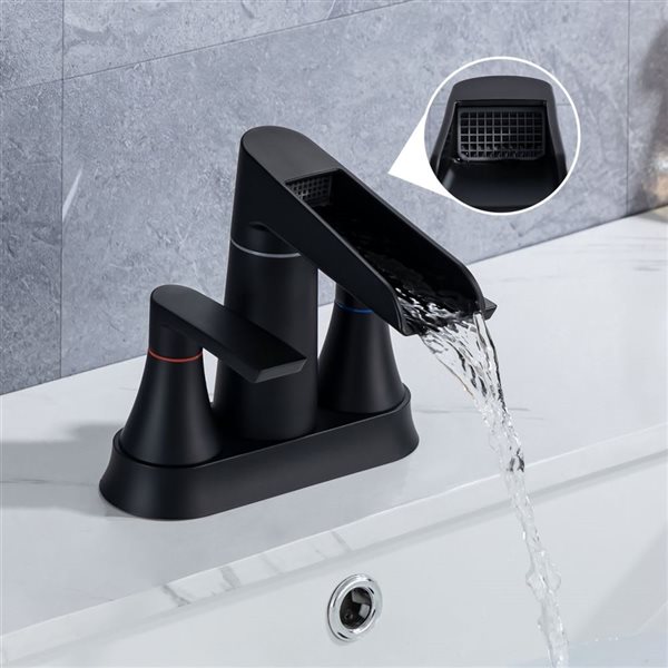 Rainlex Centerset Faucet 4-in 2-Handle Bathroom Faucet with Matte Black Drain Assembly