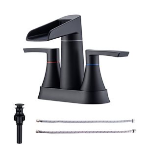 Rainlex Centerset Faucet 4-in 2-Handle Bathroom Faucet with Matte Black Drain Assembly