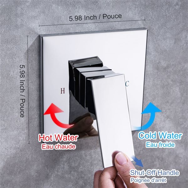 Rainlex 10-in Chrome Showerhead Single-Handle 1-Spray Square High Pressure Shower Faucet