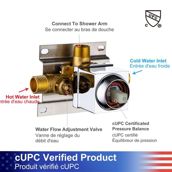 Rainlex 10-in Chrome Showerhead Single-Handle 1-Spray Square High Pressure Shower Faucet