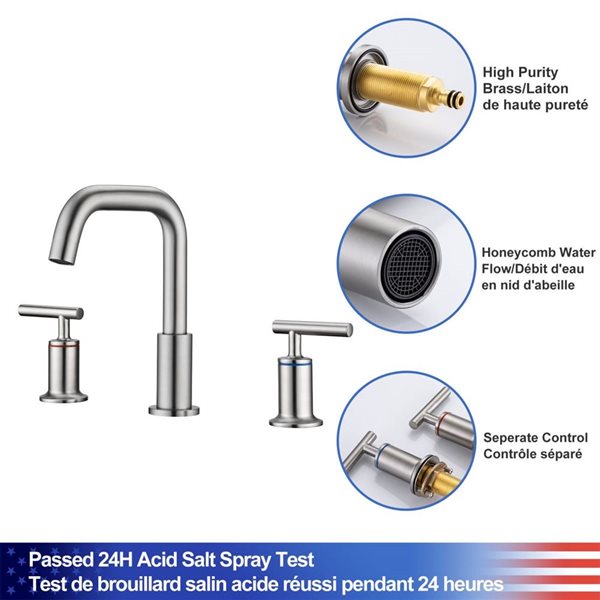 Rainlex 2-Handle Widespread Faucet 2-Handle Brushed Nickel Bathroom Faucet