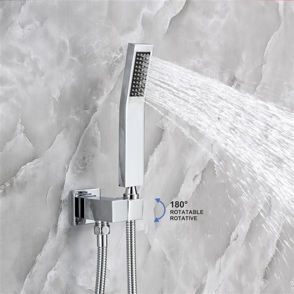 Rainlex 10-in Chrome Single-Handle 3-Sprays Square Showerhead Rainfall Shower Faucet and Tub