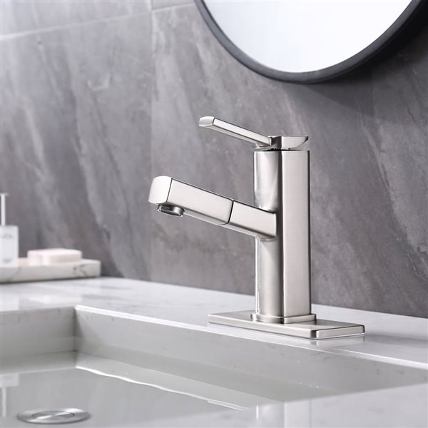 Rainlex 1-Handle Brushed Nickel Multifunctional Single Hole Bathroom Faucet