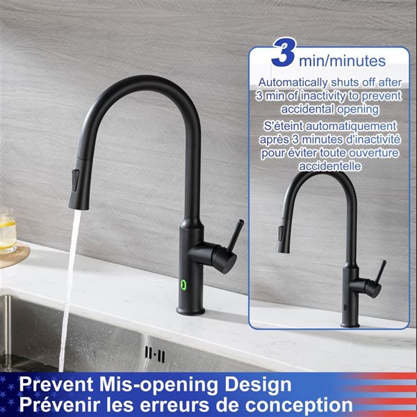 Rainlex Matte Black Touchless Sensor Commercial Pull-Down Single Handle Kitchen Faucet