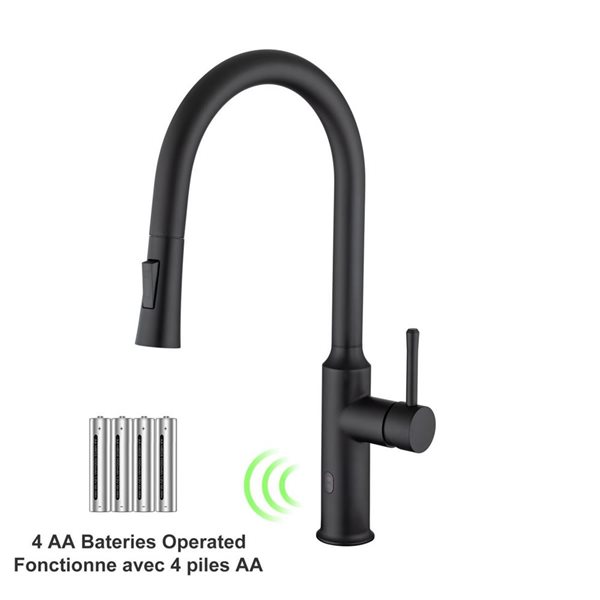 Rainlex Matte Black Touchless Sensor Commercial Pull-Down Single Handle Kitchen Faucet