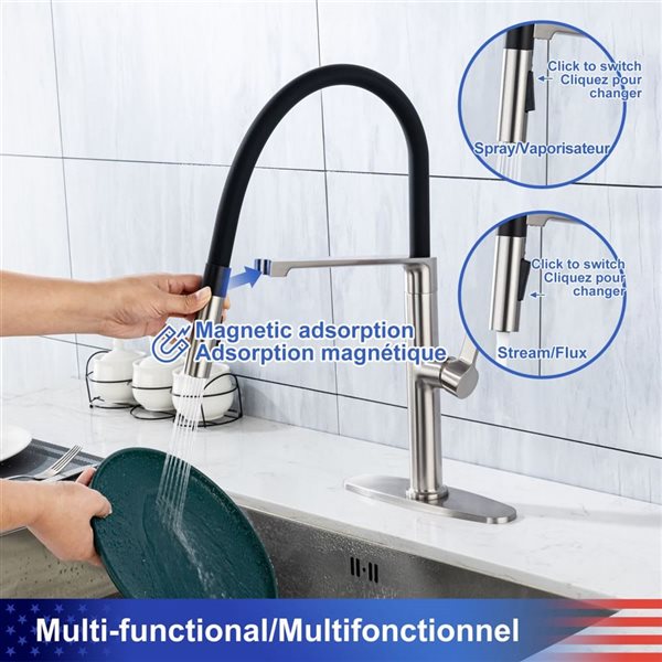 Rainlex Brushed Nickel 1-Handle Magnetic Pull Out Touch Kitchen Faucet