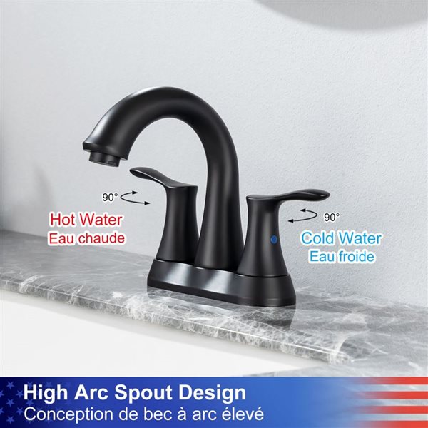 Rainlex Centerset Faucet 4-in 2-Handle Bathroom Faucet with Matte Black Drain Assembly